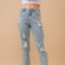 Mid Rise Rhinestone Fringe Denim Jeans Light Wash-Jeans-Blue B-S-LIGHT WASH-Urbanheer