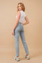 Mid Rise Rhinestone Fringe Denim Jeans Light Wash-Jeans-Blue B-S-LIGHT WASH-Urbanheer