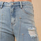 Mid Rise Rhinestone Fringe Denim Jeans Light Wash-Jeans-Blue B-S-LIGHT WASH-Urbanheer