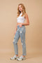 Mid Rise Rhinestone Fringe Denim Jeans Light Wash-Jeans-Blue B-S-LIGHT WASH-Urbanheer