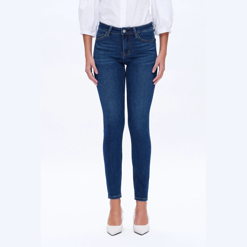 Mid Rise Skinny Jeans with Finished Hem DARK BLUE-Jeans-BAYEAS-24-DARK BLUE-Urbanheer