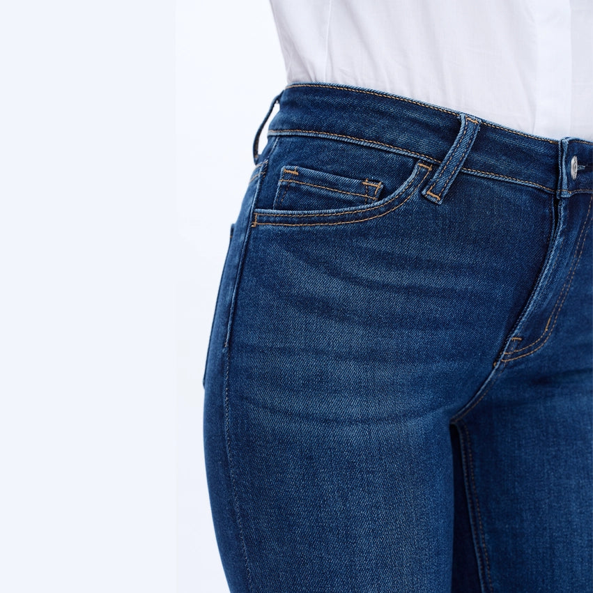 Mid Rise Skinny Jeans with Finished Hem DARK BLUE-Jeans-BAYEAS-24-DARK BLUE-Urbanheer