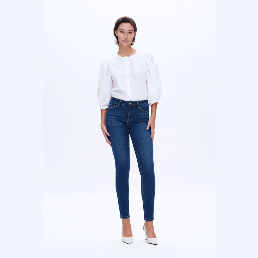 Mid Rise Skinny Jeans with Finished Hem DARK BLUE-Jeans-BAYEAS-24-DARK BLUE-Urbanheer