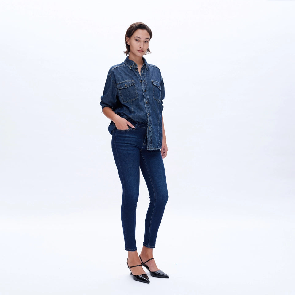 Mid Rise Skinny Jeans with Finished Hem DARK BLUE-Jeans-BAYEAS-24-DARK BLUE-Urbanheer