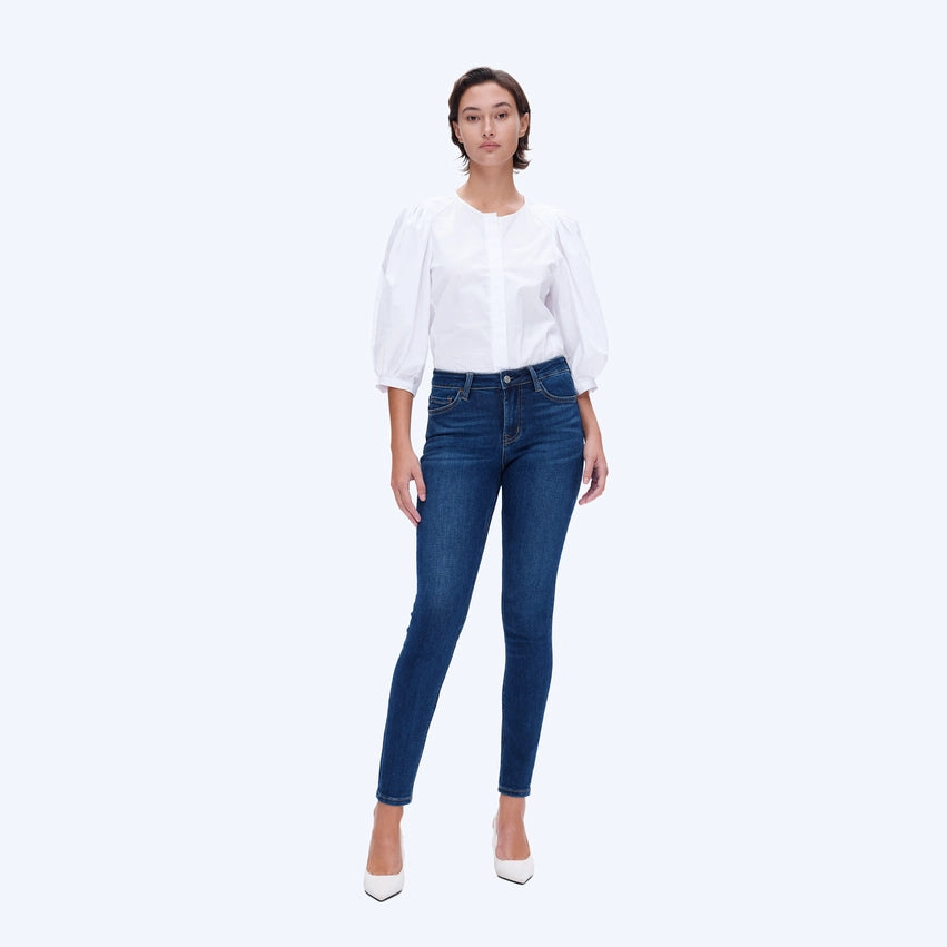 Mid Rise Skinny Jeans with Finished Hem DARK BLUE-Jeans-BAYEAS-24-DARK BLUE-Urbanheer