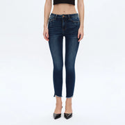 Mid Rise Skinny Jeans with Frayed Hem COBALT-Jeans-BAYEAS-24-COBALT-Urbanheer