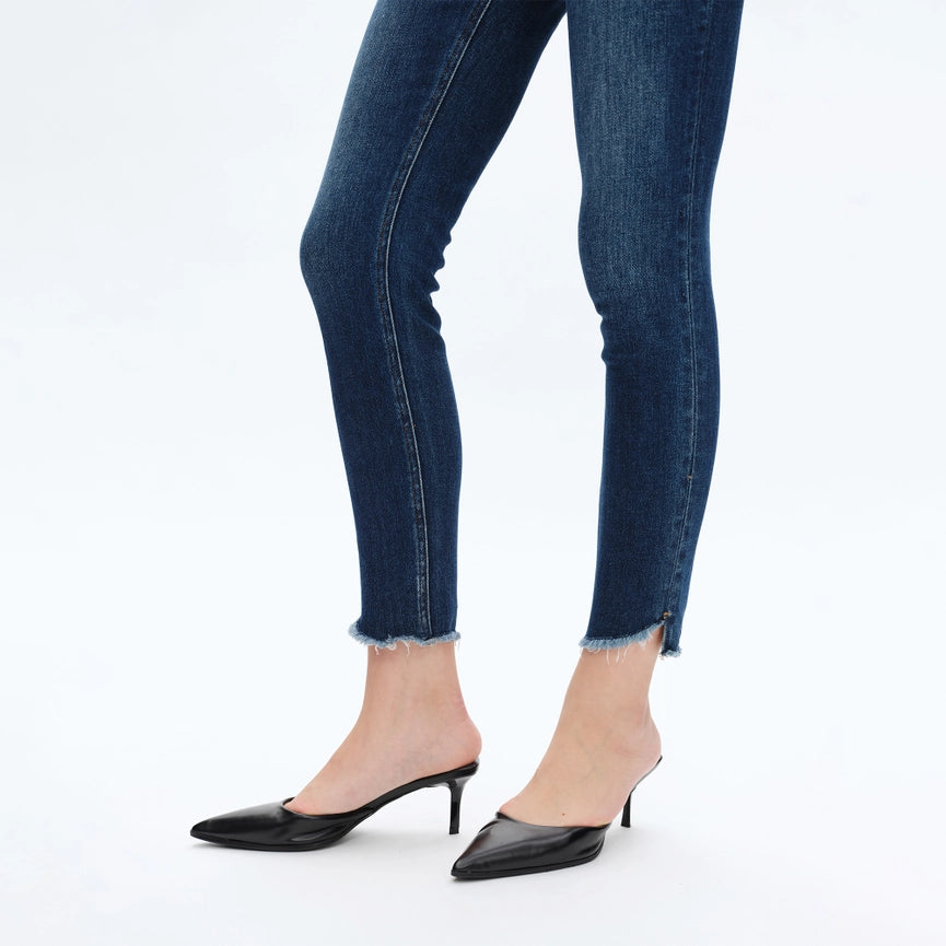 Mid Rise Skinny Jeans with Frayed Hem COBALT-Jeans-BAYEAS-24-COBALT-Urbanheer