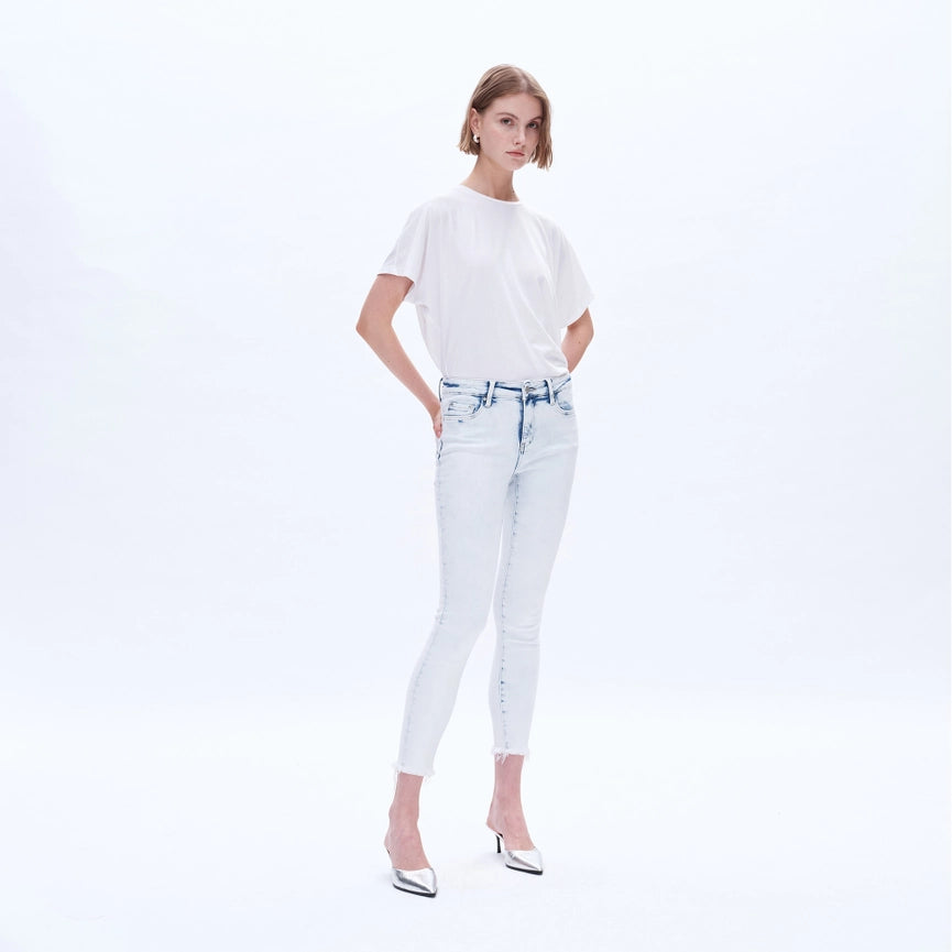 Mid Rise Skinny Jeans with Frayed Hem SNOWFLAKE-Jeans-BAYEAS-24-SNOWFLAKE-Urbanheer