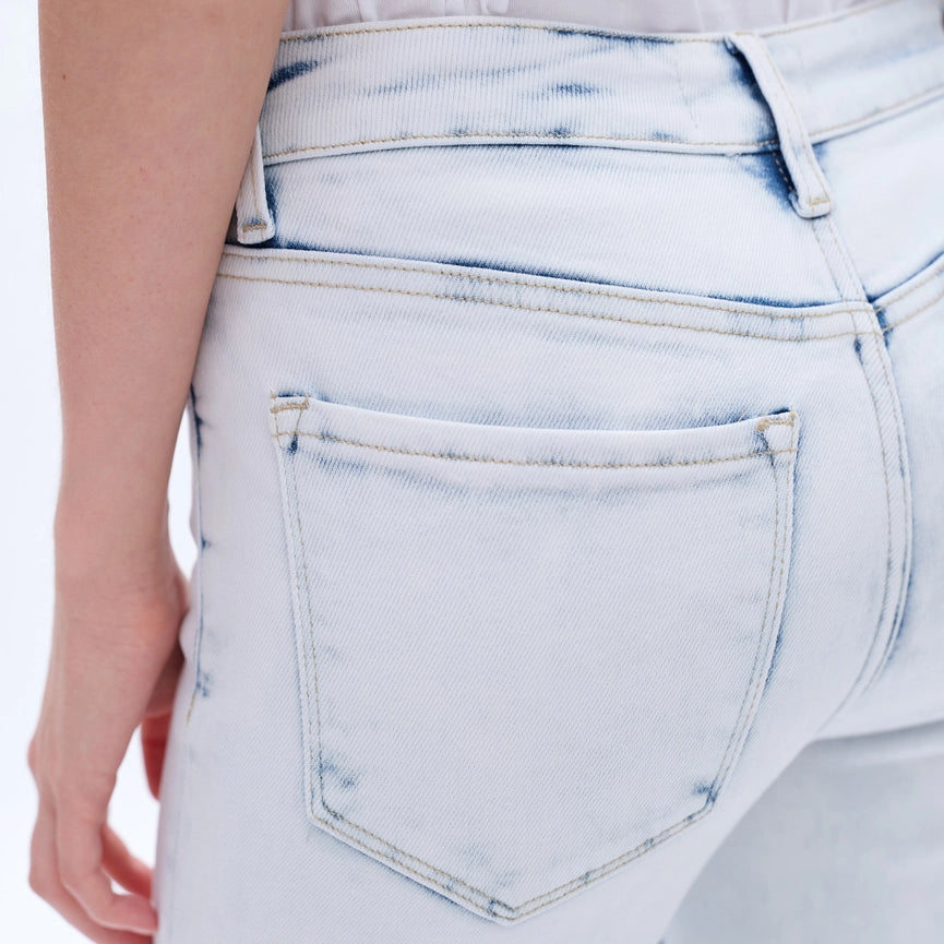 Mid Rise Skinny Jeans with Frayed Hem SNOWFLAKE-Jeans-BAYEAS-24-SNOWFLAKE-Urbanheer