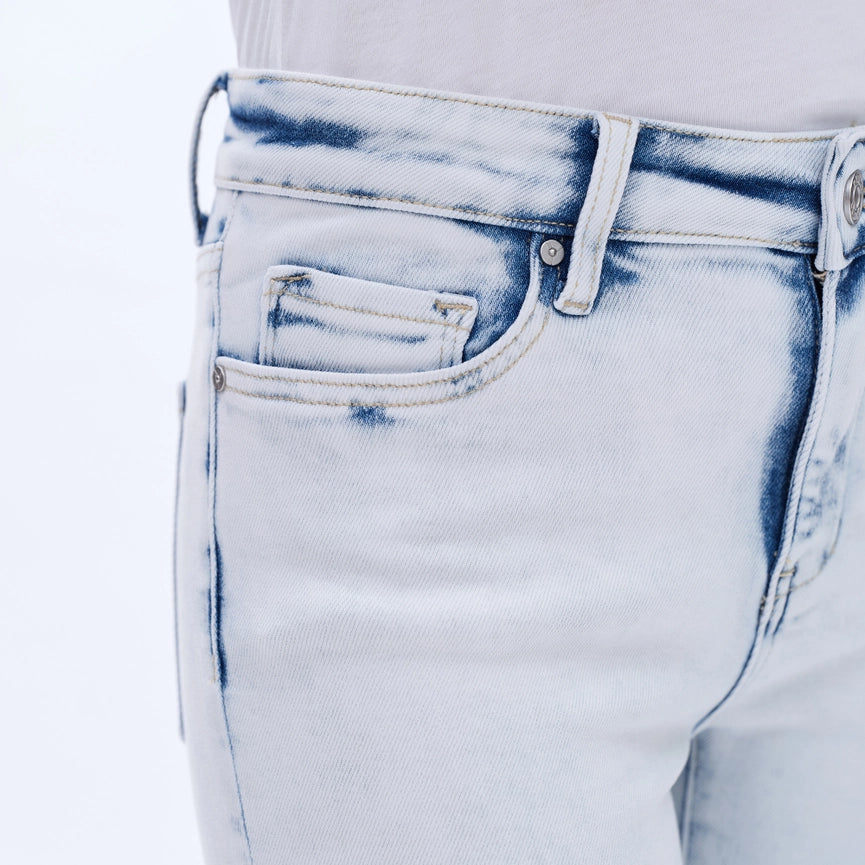 Mid Rise Skinny Jeans with Frayed Hem SNOWFLAKE-Jeans-BAYEAS-24-SNOWFLAKE-Urbanheer