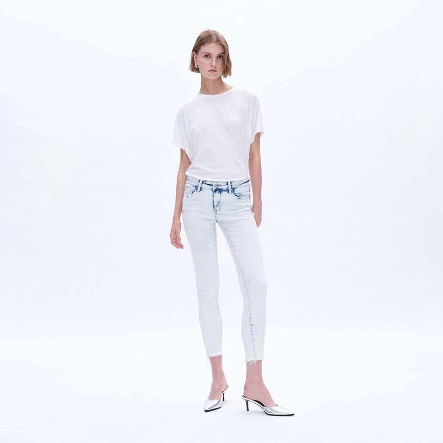 Mid Rise Skinny Jeans with Frayed Hem SNOWFLAKE-Jeans-BAYEAS-24-SNOWFLAKE-Urbanheer
