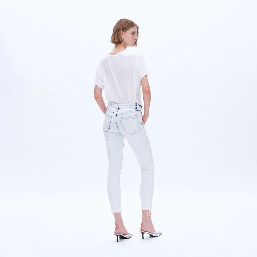 Mid Rise Skinny Jeans with Frayed Hem SNOWFLAKE-Jeans-BAYEAS-24-SNOWFLAKE-Urbanheer