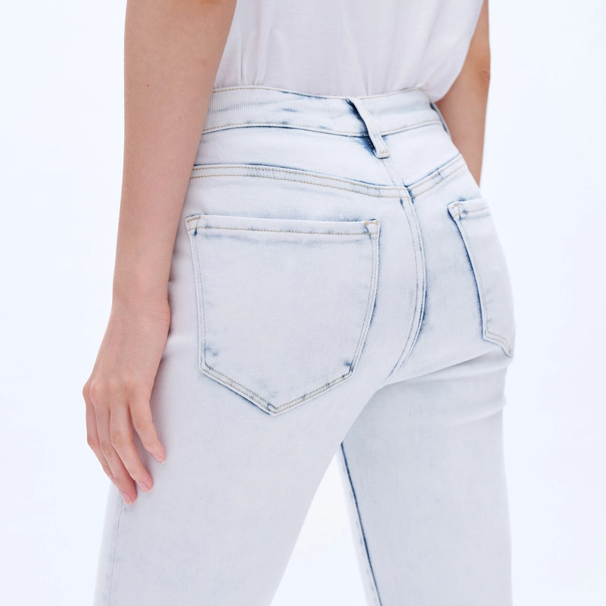 Mid Rise Skinny Jeans with Frayed Hem SNOWFLAKE-Jeans-BAYEAS-24-SNOWFLAKE-Urbanheer