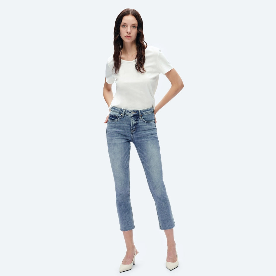Mid Rise Skinny Jeans with Raw Hem LONELY-Jeans-BAYEAS-24-LONELY-Urbanheer