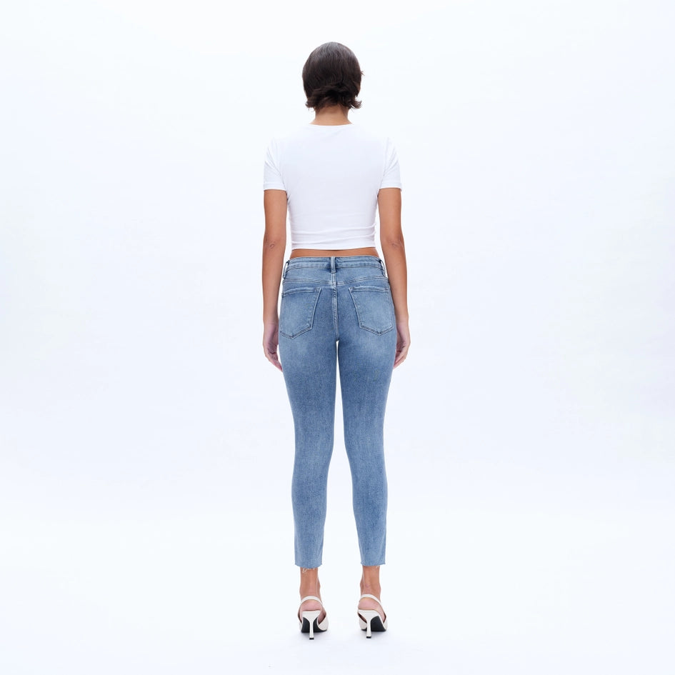 Mid Rise Skinny Jeans with Raw Hem SKY BLUE-Jeans-BAYEAS-26-SKY BLUE-Urbanheer
