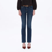 Mid Rise Slim Straight Denim Jeans with Finished Hem DARK BLUE-Jeans-BAYEAS-24-DARK BLUE-Urbanheer