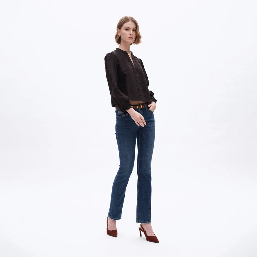 Mid Rise Slim Straight Denim Jeans with Finished Hem DARK BLUE-Jeans-BAYEAS-24-DARK BLUE-Urbanheer