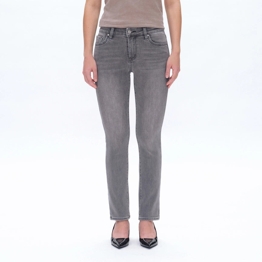 Mid Rise Slim Straight Denim Jeans with Finished Hem STONE GRAY-Jeans-BAYEAS-24-STONE GRAY-Urbanheer
