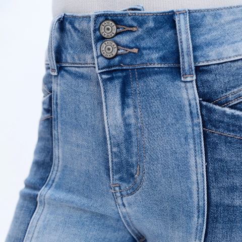 Mid Rise Straight Jeans(Finished Hem,Two Tones) DUOTONE-Jeans-BAYEAS-24-DUOTONE-Urbanheer