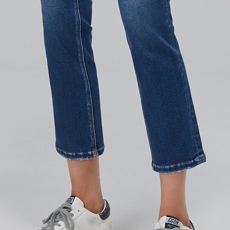 Mid Rise Straight Leg Jeans with Finished Hem DARK BLUE-Jeans-BAYEAS-24-DARK BLUE-Urbanheer