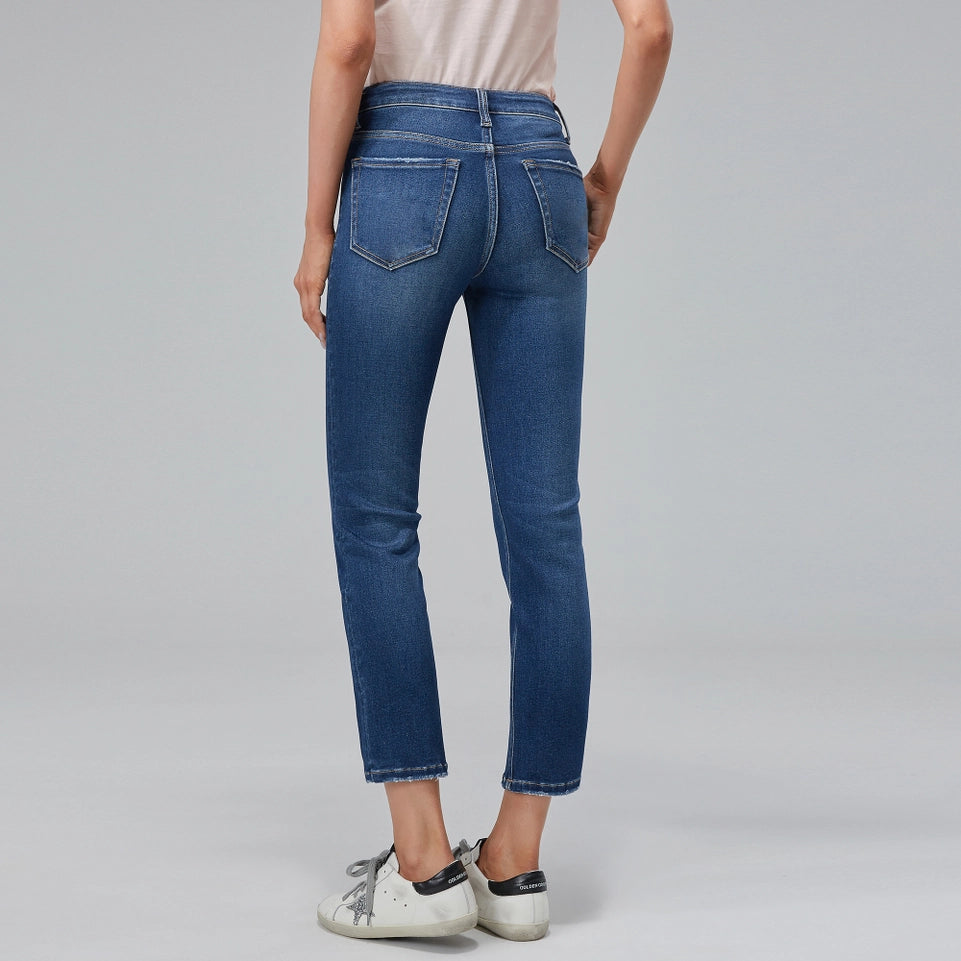 Mid Rise Straight Leg Jeans with Finished Hem DARK BLUE-Jeans-BAYEAS-24-DARK BLUE-Urbanheer