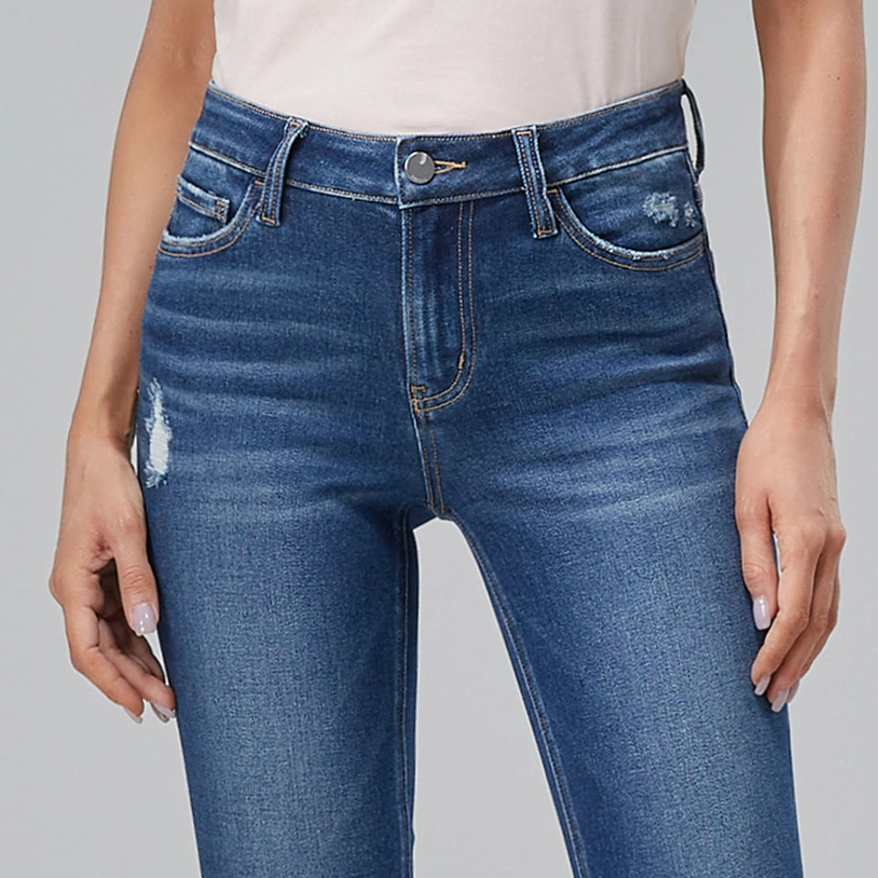 Mid Rise Straight Leg Jeans with Finished Hem DARK BLUE-Jeans-BAYEAS-24-DARK BLUE-Urbanheer