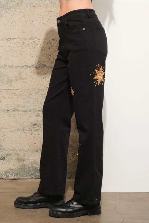 Mid Rise Stretch Denim Jeans Black-Jeans-Blue B-S-BLACK-Urbanheer