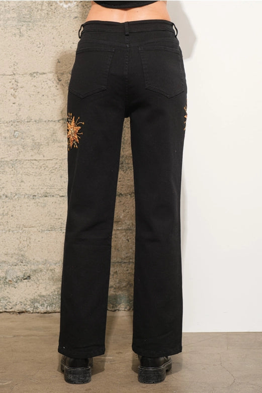 Mid Rise Stretch Denim Jeans Black-Jeans-Blue B-S-BLACK-Urbanheer