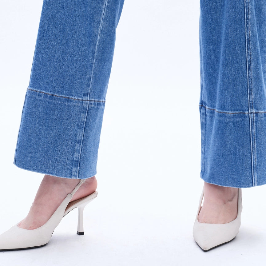Mid Rise Wide Leg Denim Jeans with Finishe Hem STARLIGHT-Jeans-BAYEAS-24-STARLIGHT-Urbanheer