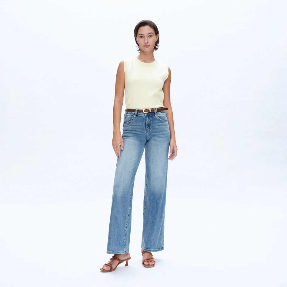 Mid Rise Wide Leg Jeans with Finished Hem MEDIUM BLUE-Jeans-BAYEAS-24-MEDIUM BLUE-Urbanheer