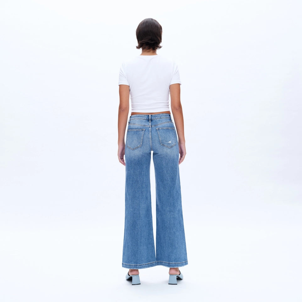 Mid Rise Wide Leg Jeans with Finished Hem MEDIUM BLUE-Jeans-BAYEAS-24-MEDIUM BLUE-Urbanheer