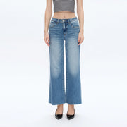Mid Rise Wide Leg Jeans with Raw Hem MEDIUM BLUE-Jeans-BAYEAS-31-MEDIUM BLUE-Urbanheer