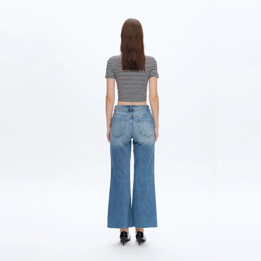Mid Rise Wide Leg Jeans with Raw Hem MEDIUM BLUE-Jeans-BAYEAS-31-MEDIUM BLUE-Urbanheer