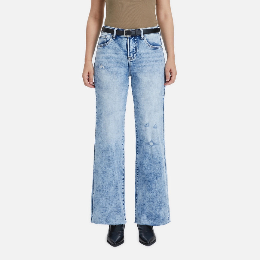 Mid Rise Wide Leg Jeans with Raw Hem SNOWDREAMS-Jeans-BAYEAS-24-SNOWDREAMS-Urbanheer