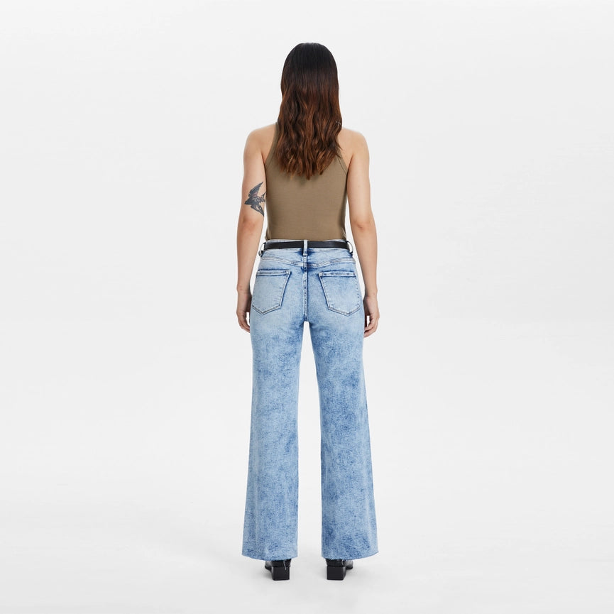 Mid Rise Wide Leg Jeans with Raw Hem SNOWDREAMS-Jeans-BAYEAS-24-SNOWDREAMS-Urbanheer