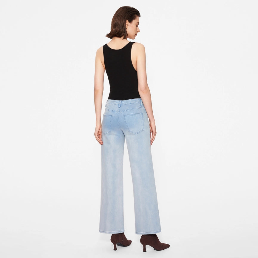 Mid Rise Wide Leg Twill Pants with Finished Hem GRADIENT BLUE-Pants-BAYEAS-24-GRADIENT BLUE-Urbanheer