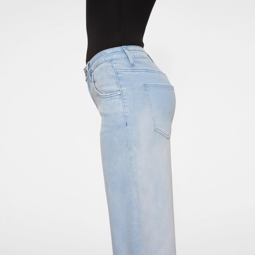 Mid Rise Wide Leg Twill Pants with Finished Hem GRADIENT BLUE-Pants-BAYEAS-24-GRADIENT BLUE-Urbanheer