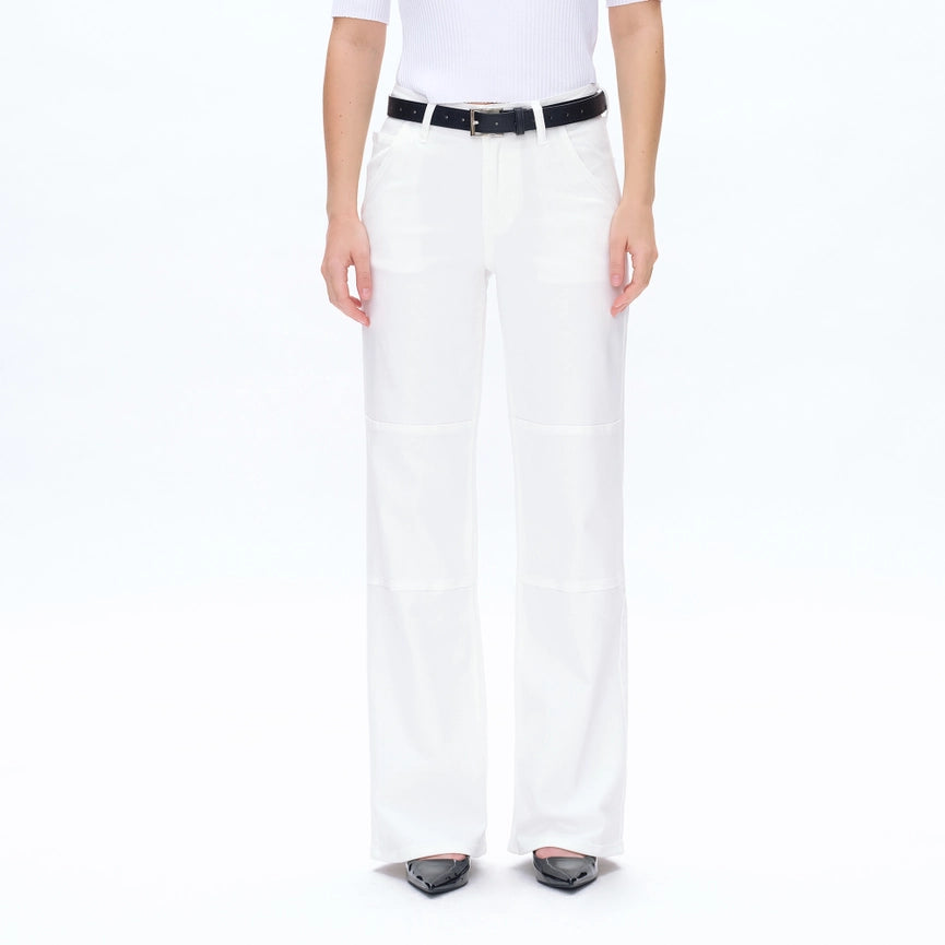 Mid Rise Wide Leg Twill Pants with Finished Hem WHITE-Pants-BAYEAS-24-WHITE-Urbanheer