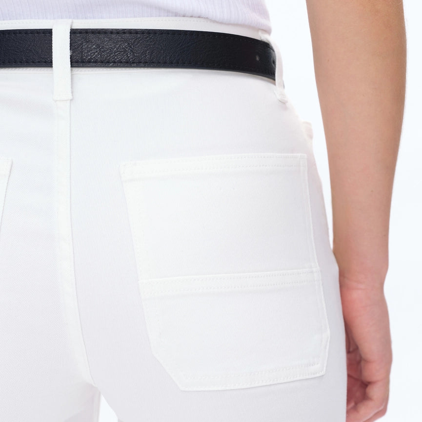 Mid Rise Wide Leg Twill Pants with Finished Hem WHITE-Pants-BAYEAS-24-WHITE-Urbanheer