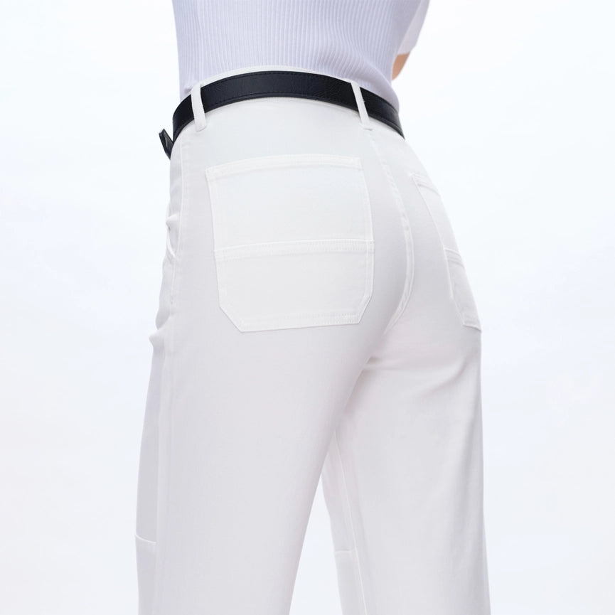 Mid Rise Wide Leg Twill Pants with Finished Hem WHITE-Pants-BAYEAS-24-WHITE-Urbanheer