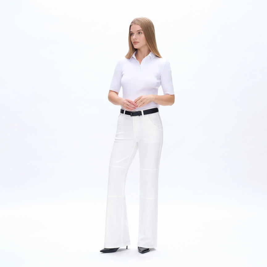 Mid Rise Wide Leg Twill Pants with Finished Hem WHITE-Pants-BAYEAS-24-WHITE-Urbanheer