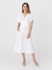 Midi Linen Dress Bohol in White-Dress-MagicLinen-XS-White-Urbanheer