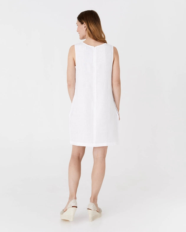Midi Linen Dress Manhattan in White-Dress-MagicLinen-XS-Urbanheer
