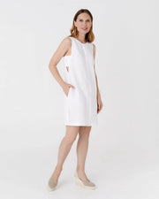 Midi Linen Dress Manhattan in White-Dress-MagicLinen-XS-Urbanheer