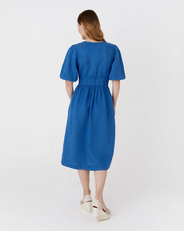Midi Linen Dress Modica in Cobalt Blue from MagicLinen exclusive at Midi Linen Dress Modica in Cobalt Blue from MagicLinen exclusive at
