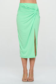 Midi Skirt with Front Knot and Slit-New Arrival-Reneecollection-Small-NEON GREEN-Urbanheer