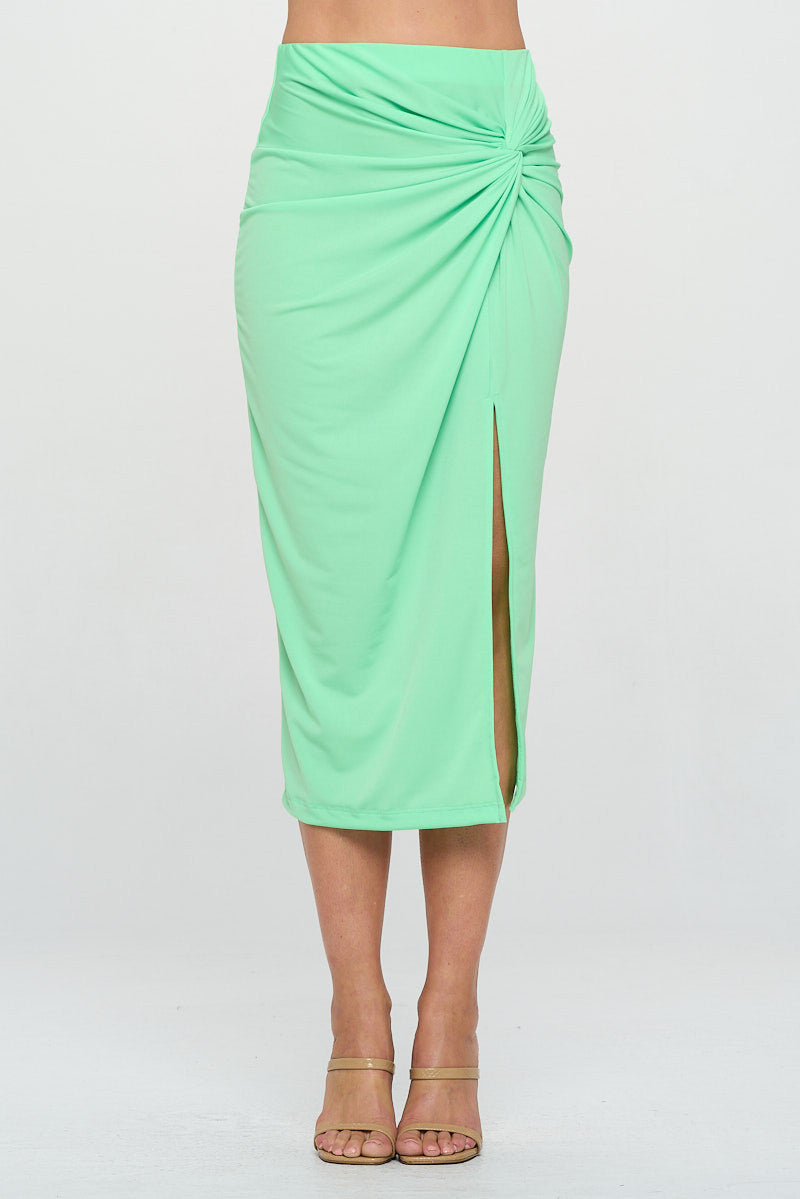 Midi Skirt with Front Knot and Slit-New Arrival-Reneecollection-Small-NEON GREEN-Urbanheer