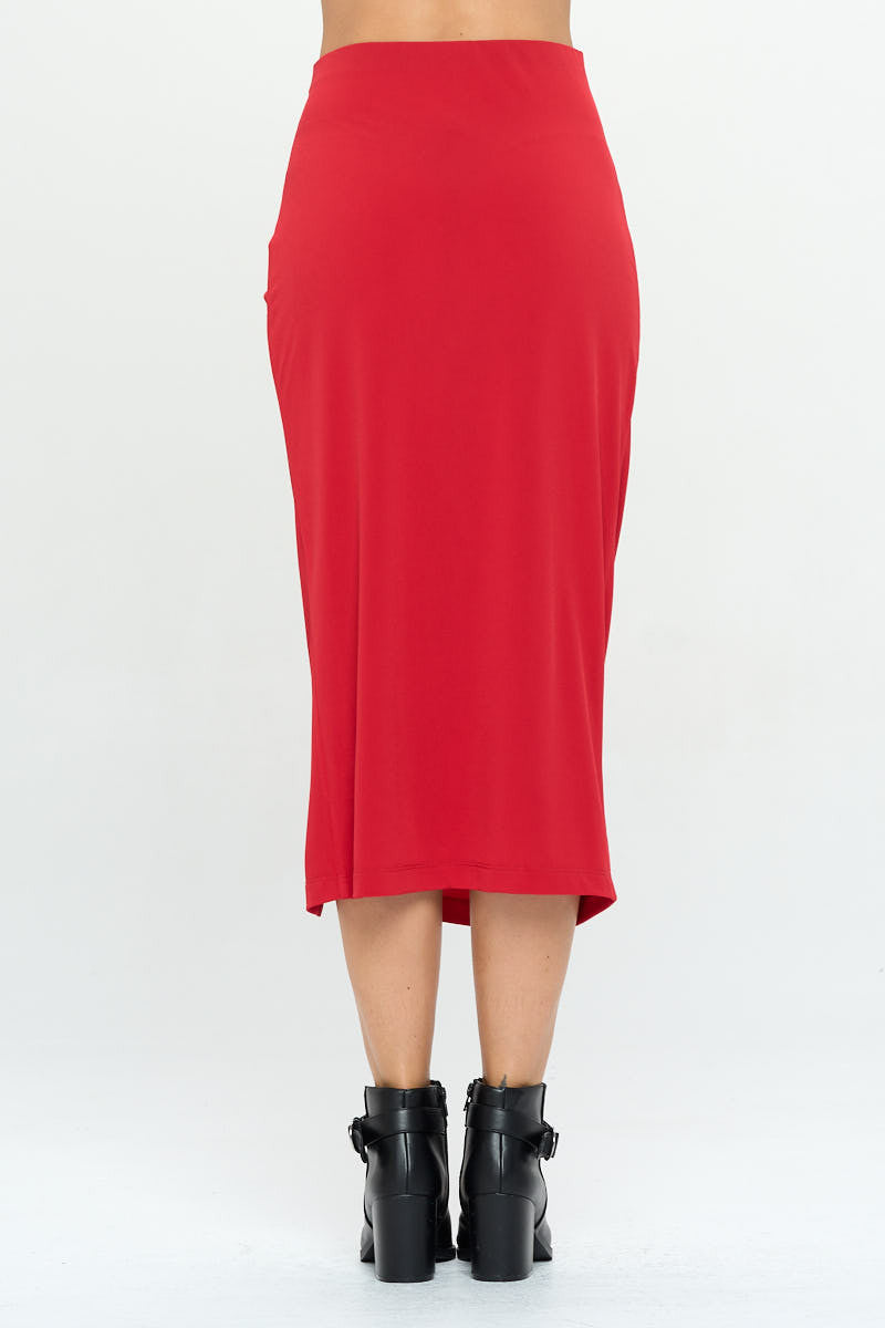 Midi Skirt with Front Knot and Slit-Skirts-Reneecollection-Small-RED-Urbanheer