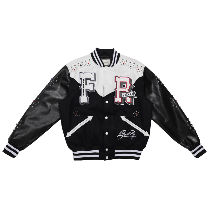 Midnight Rodeo Leather Varsity Jacket-Jacket-First Row-M-Black-Urbanheer