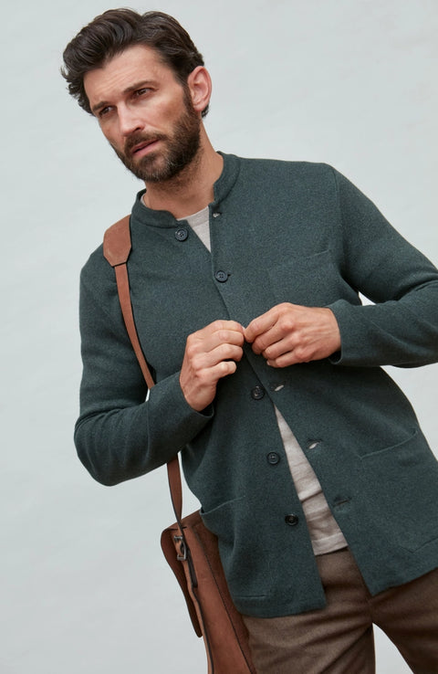 Midweight Cotton Knitted Nehru Jacket